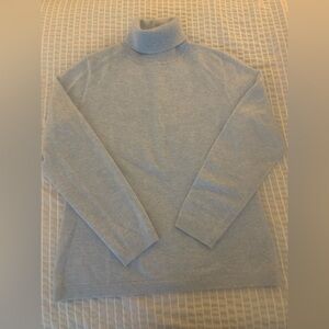 Garnet Hill Womens Soft Blue Cashmere Turtleneck Sweater